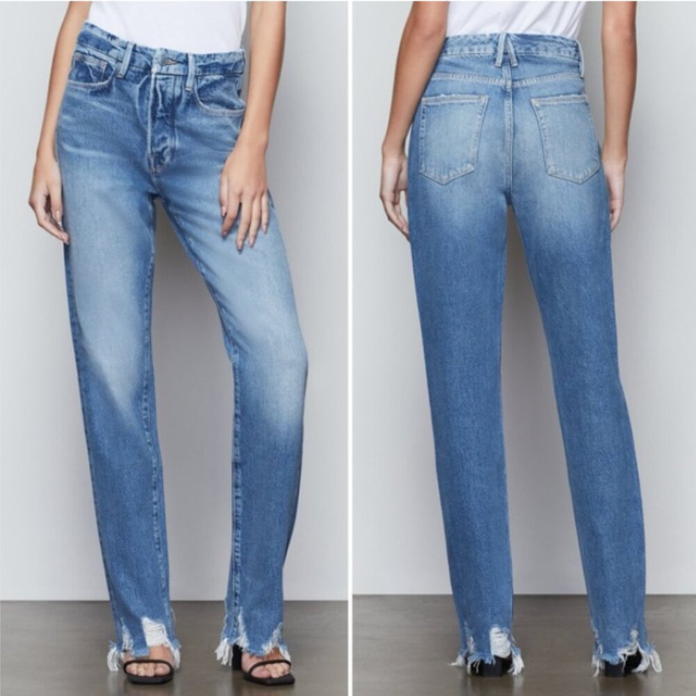 Good American Good Boy Chewed Hem Boyfriend Jeans Size 10/30